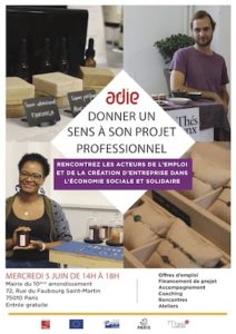 Sur l'invitation de l'ADIE, RESSAC participera au forum ESS de la Mairie du 10è le 5 juin